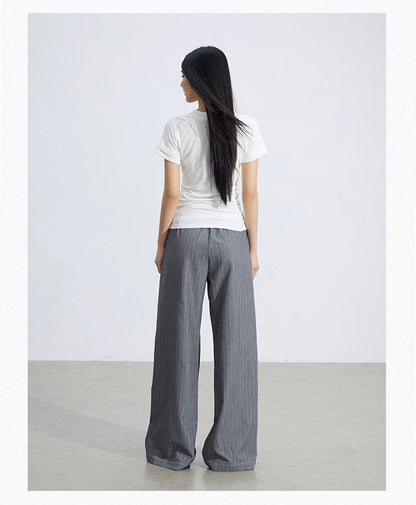 Contrast Stripe Tailored Wide-Leg Trousers