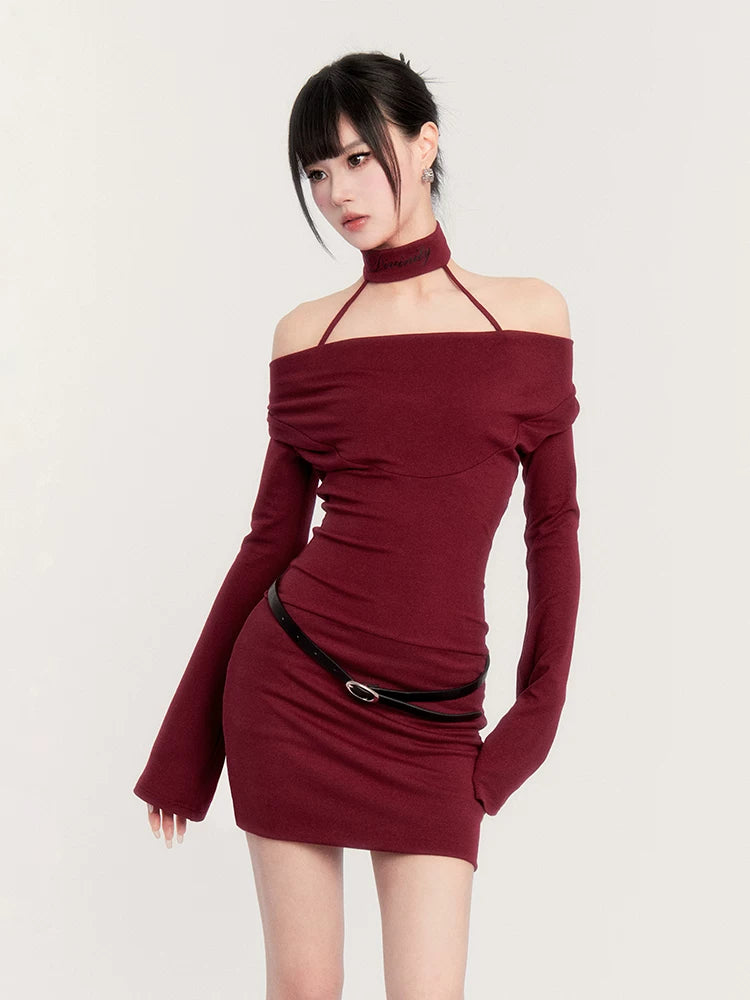 Dark Muse Cowl Neck Choker Bodycon Dress