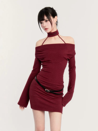 Dark Muse Cowl Neck Choker Bodycon Dress