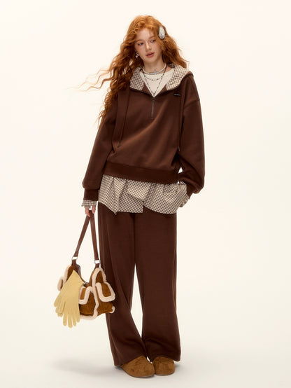 Fleece Hoodie &amp; Wide-Leg Sweatpants Set