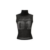 Black & White High-Neck Mesh Sleeveless T-Shirt - CHINASQUAD