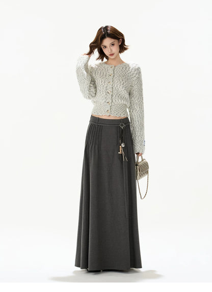 Knit Cardigan &amp; Mini Skirt Tweed-Style Set