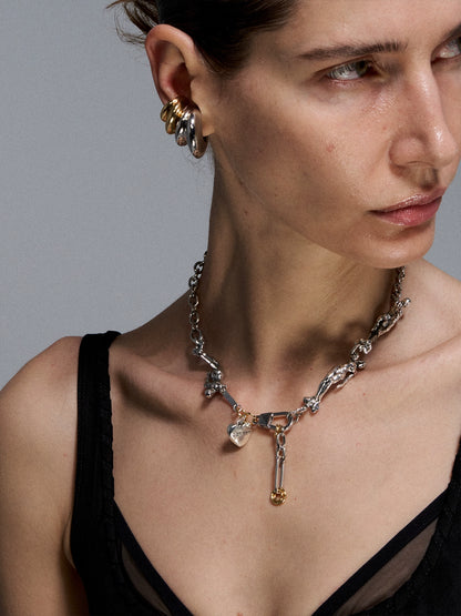 Silver Reconstructed Vintage Mermaid Heart Necklace