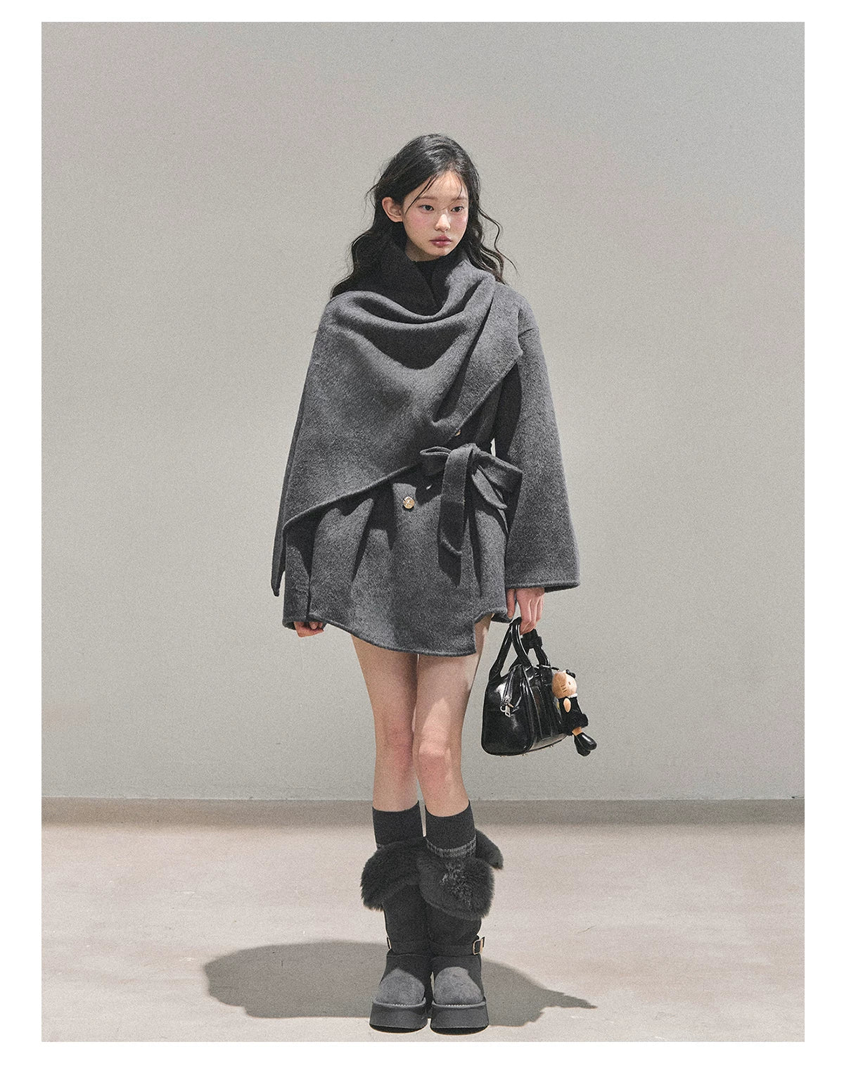 French British-Style Wool Coat