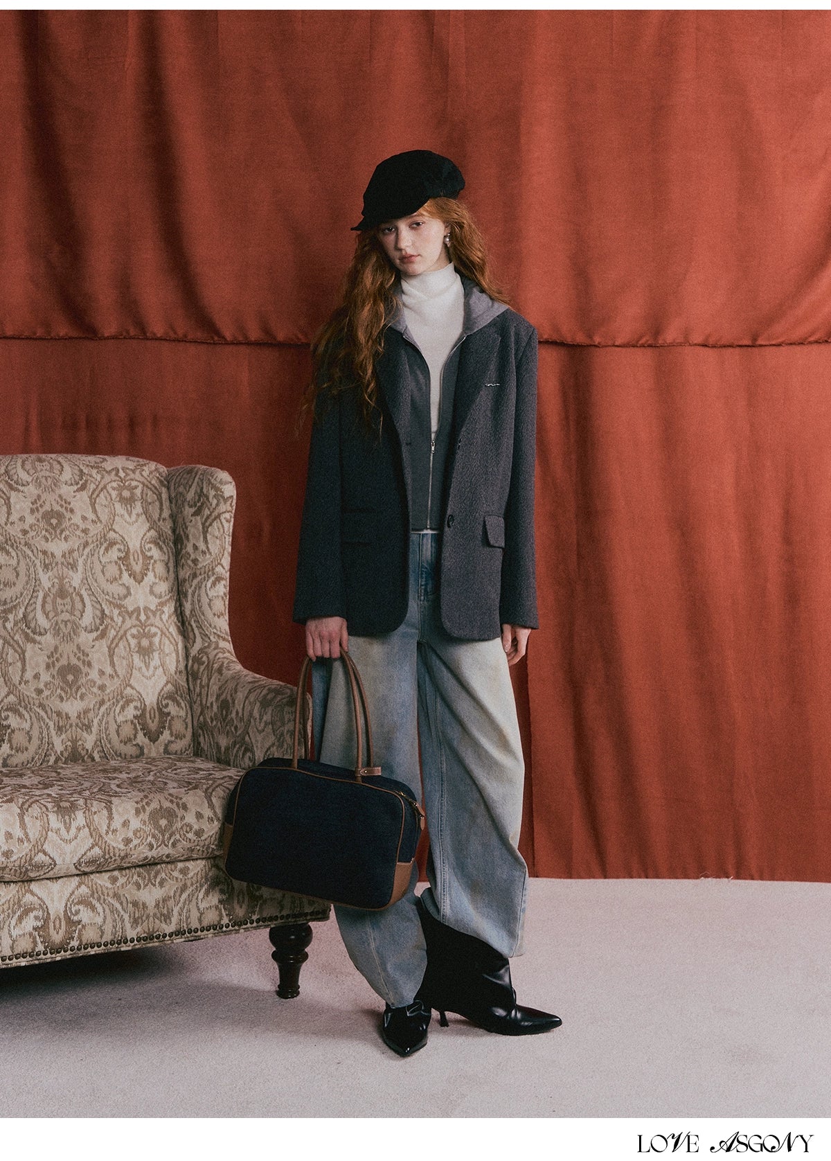 Grey Layered Wool-Blend Hoodie Blazer