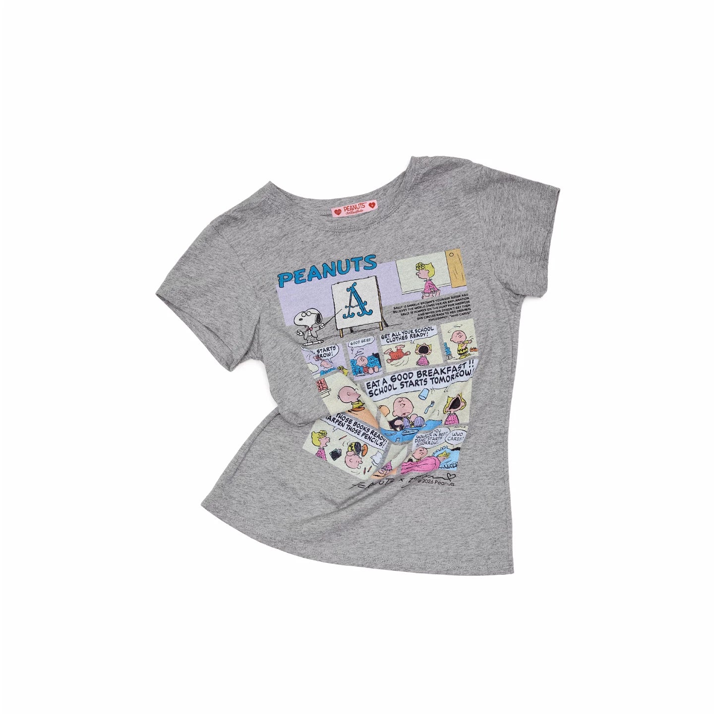 Snoopy Comic Print Fitted Basic T-Shirt