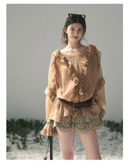 “Lost in Your Embrace” French Floral Cutwork Bubble Mini Skirt