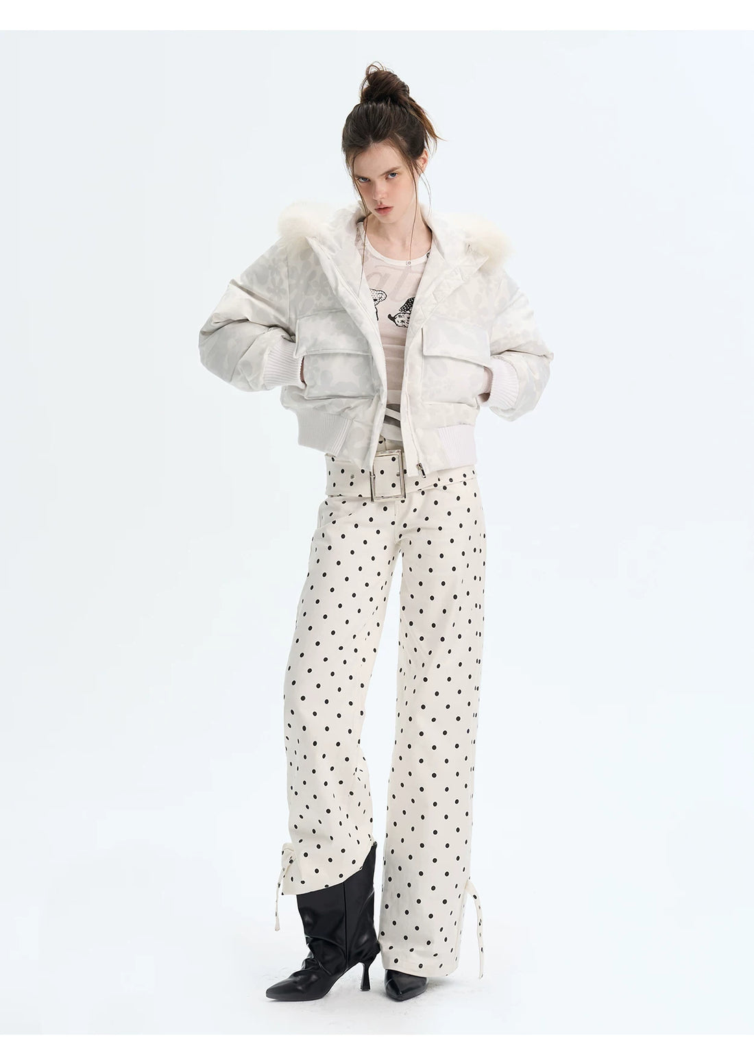 Vintage Printed Short Down Jacket