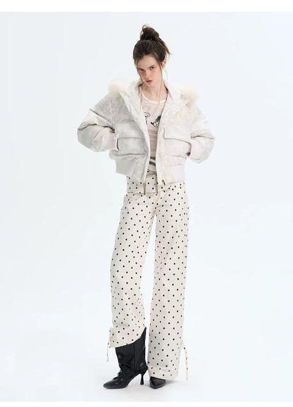 Vintage Printed Short Down Jacket