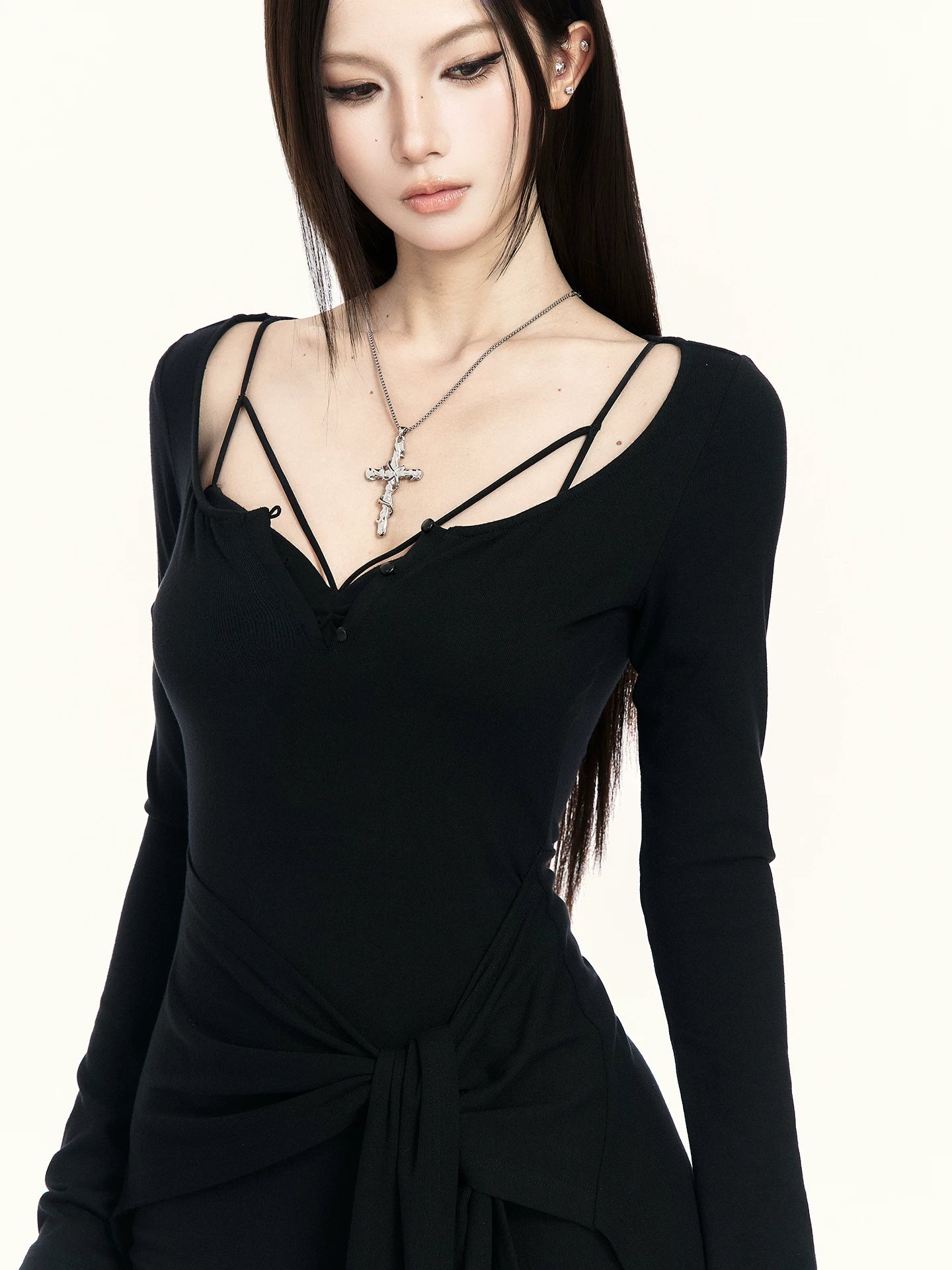 Faux Two-Piece Knit Bodycon Dress