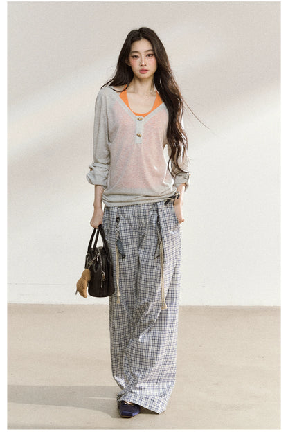 Textured Silk-Blend V-Neck Pullover &amp; Tank Top Set