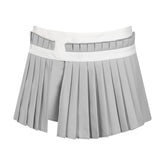 Grey Ballet Low-rise Pleated Slit Skirt - CHINASQUAD