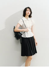 Waist Cinching Bow-Designed Shirt - CHINASQUAD