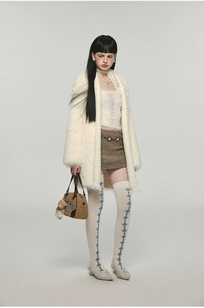 Mink Fur Coat with Tank Top Two-Piece Set - CHINASQUAD