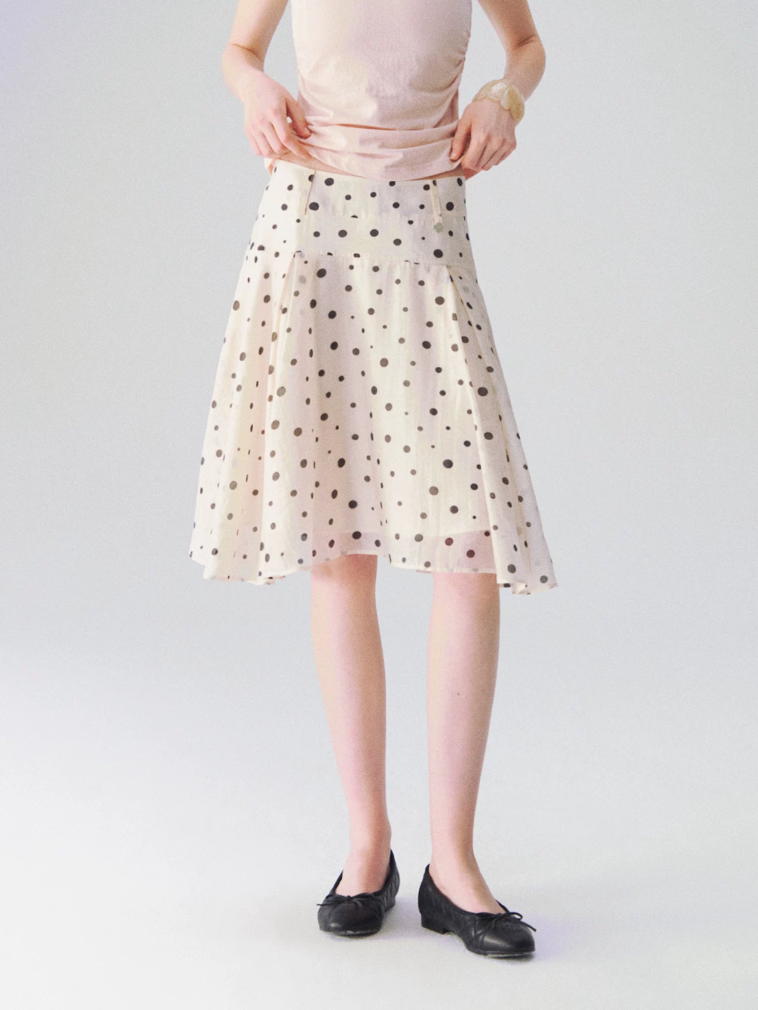 Lyocell Polka Dot Midi Skirt