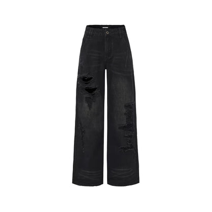 Black-Whisker Straight-Leg Denim Jeans