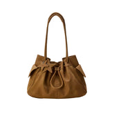 Pebbled Leather Drawstring Cloud Shoulder Bag ECODAY