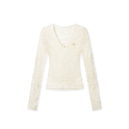 Florence 100% Wool Semi-Sheer Fitted V-Neck