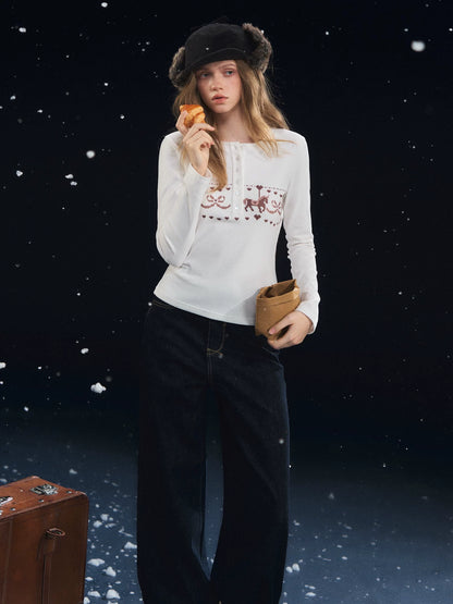 Carousel Print Plush-Feel Top