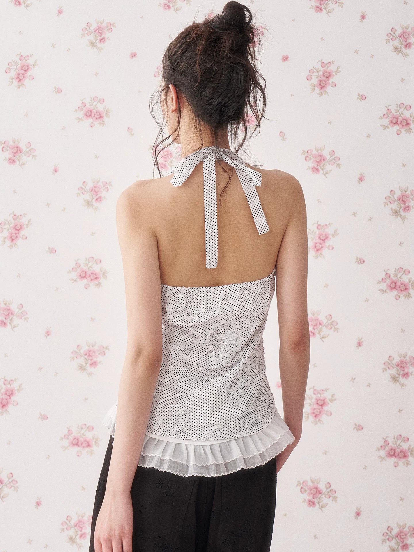 Polka Dot Halter Tie Camisole