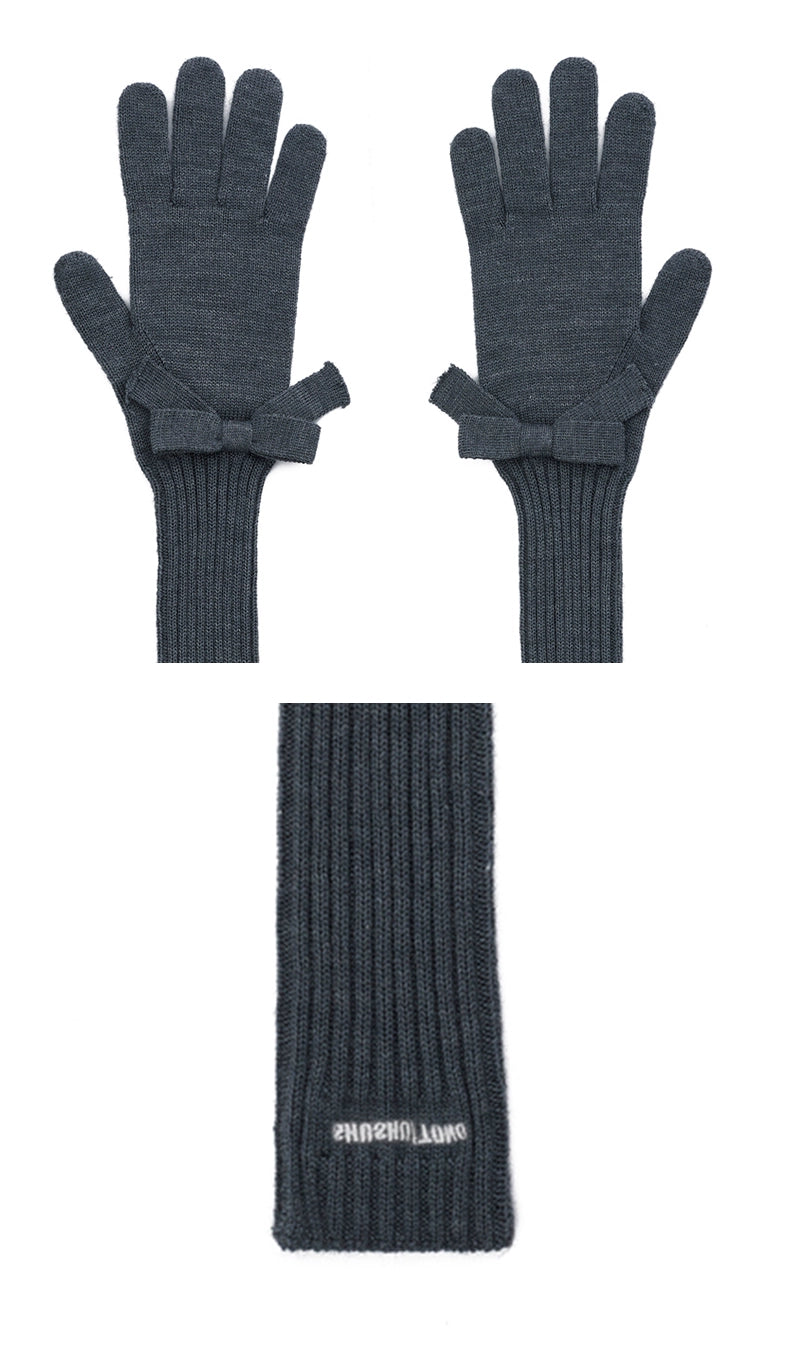 Textured Wool-Blend Knit Gloves