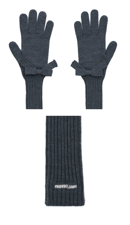 Textured Wool-Blend Knit Gloves