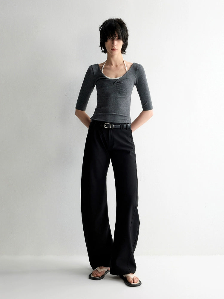 Cross-Design Low-Waisted Casual Pants