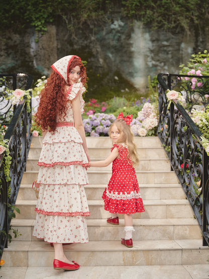 French Pastoral Floral Tiered Maxi Dress