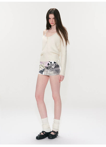 Vintage Cable-Knit V-Neck Sweater