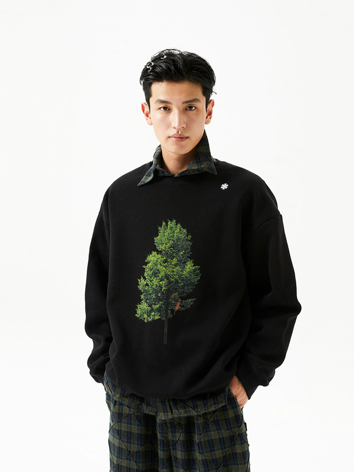 Loose Fit Printed Crew Neck Sweatshirt