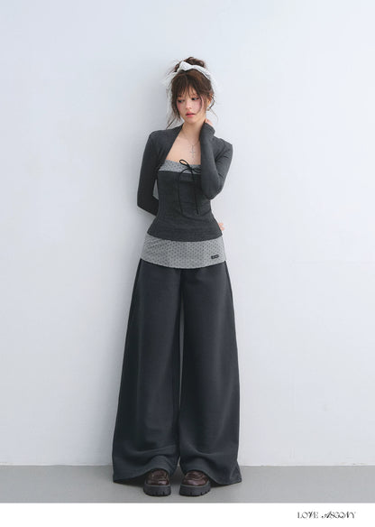 Faux-Layer Top and Pants Set
