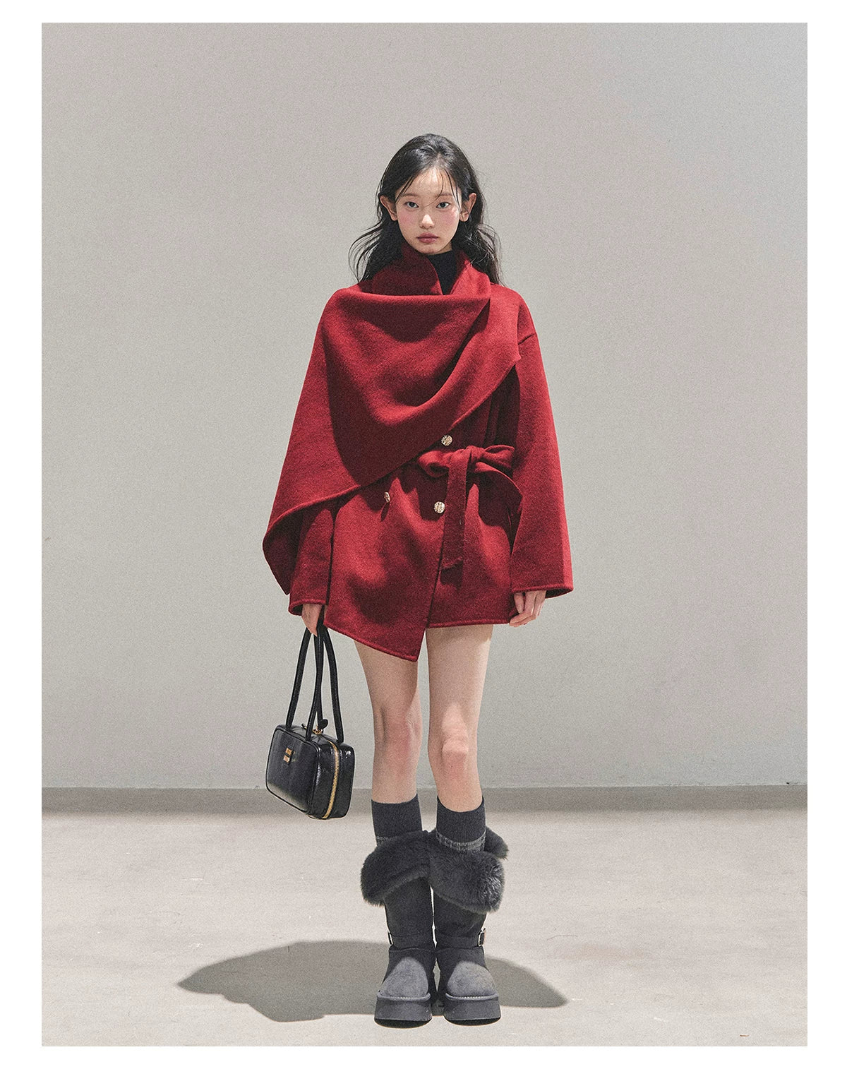 French British-Style Wool Coat