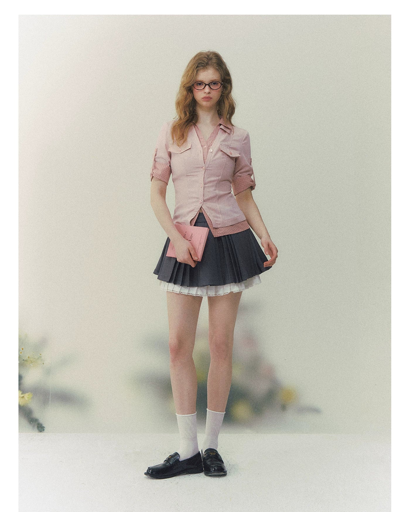Contrast Plaid Layered Polo Shirt