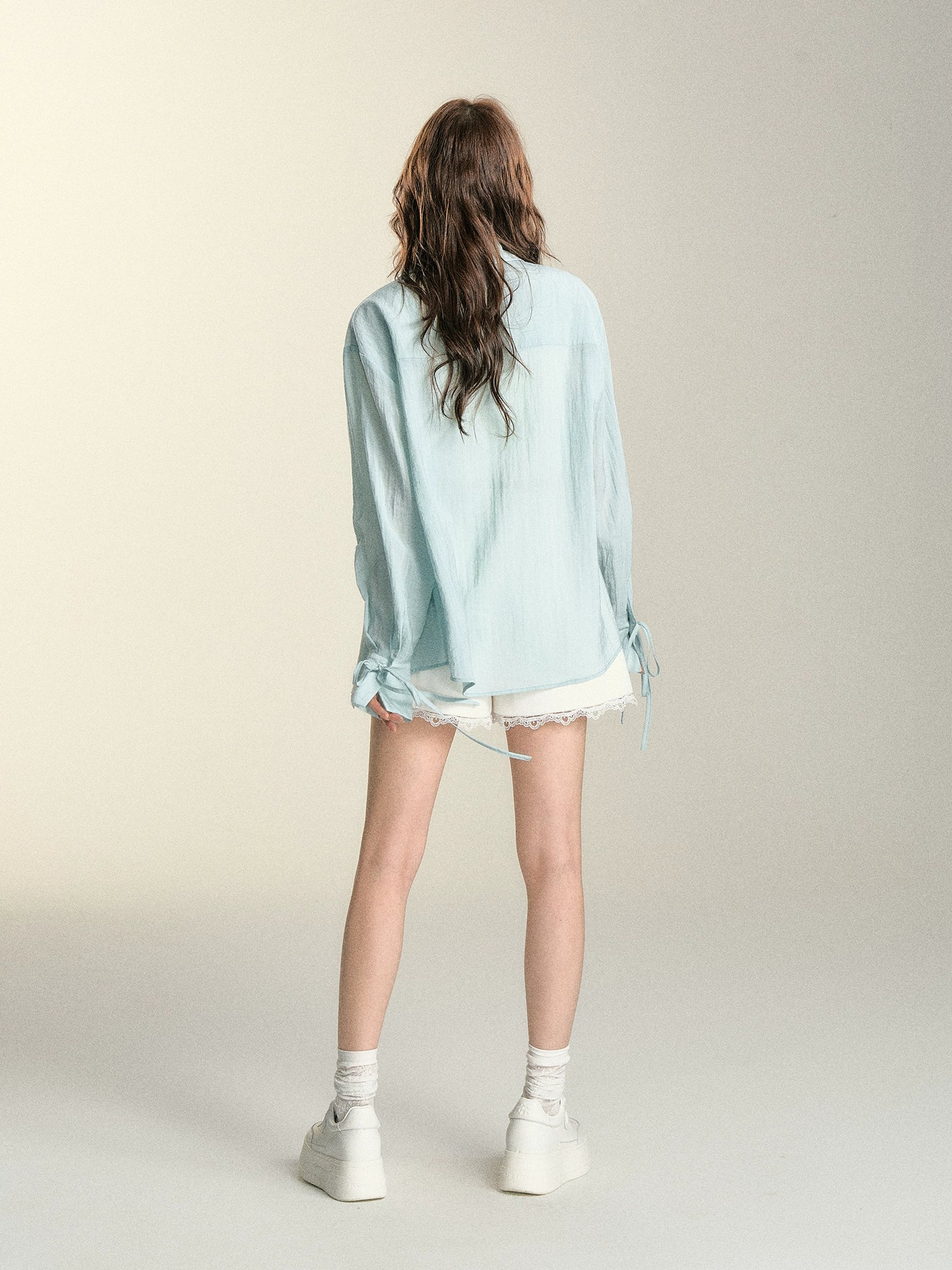 White &amp; Green Bow Sun Protection Cardigan