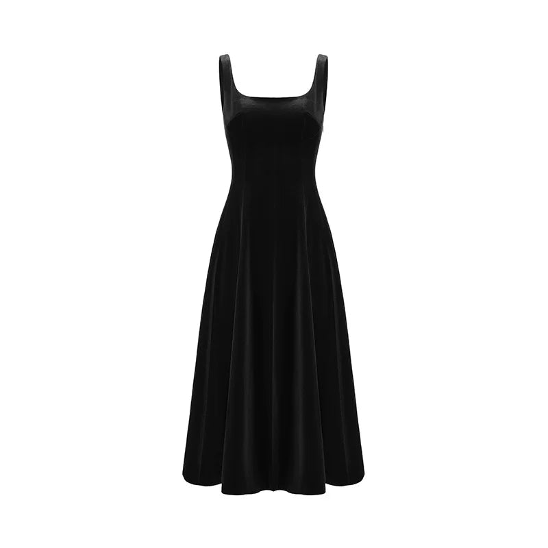Velvet Strap Fit-and-Flare Mini Dress