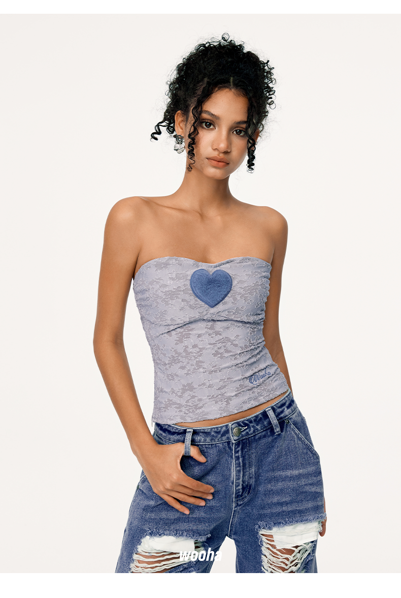 Tight-fitting Sweetheart Neckline Top - CHINASQUAD