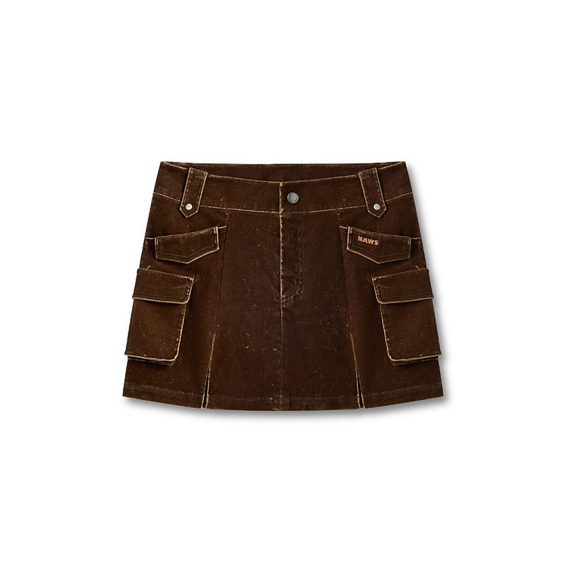 &quot;Rose Series&quot; Washed Denim Low-Rise Mini Skirt