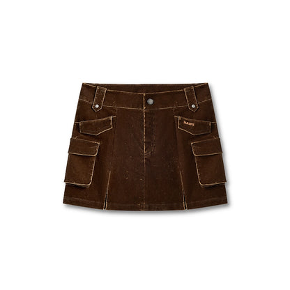 &quot;Rose Series&quot; Washed Denim Low-Rise Mini Skirt