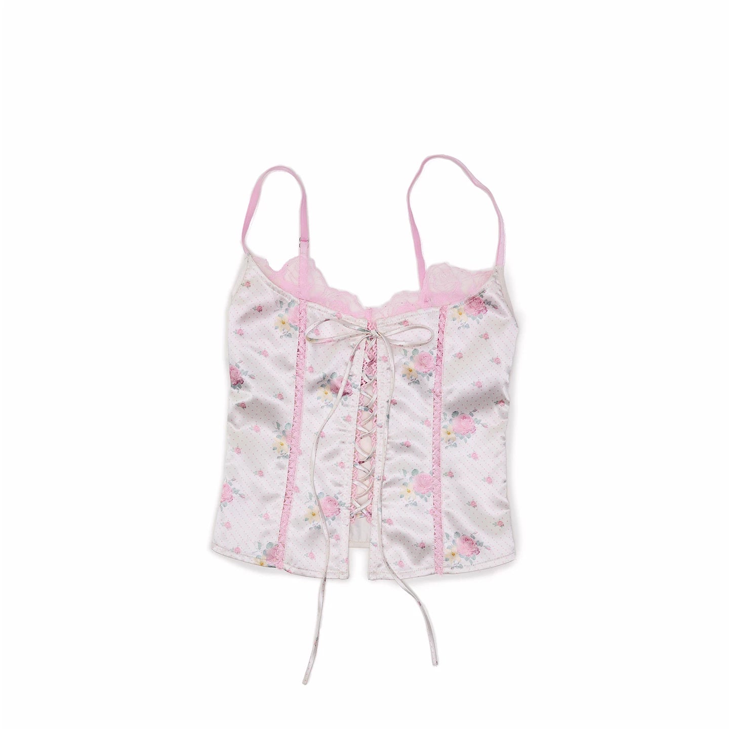 Lace-Panel Faux Layered Satin Corset