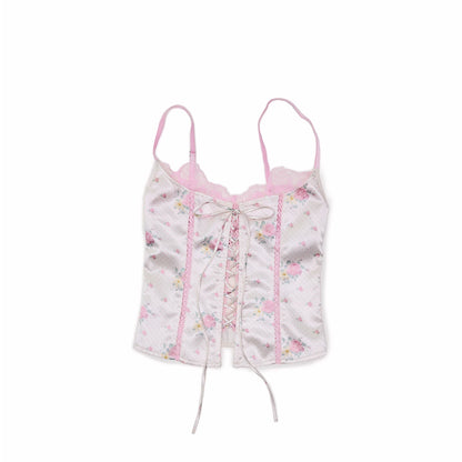Lace-Panel Faux Layered Satin Corset