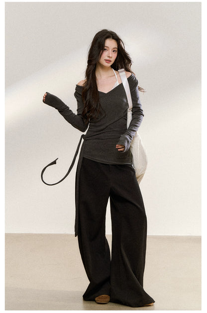 Cross Off-Shoulder Layered Blouse - CHINASQUAD