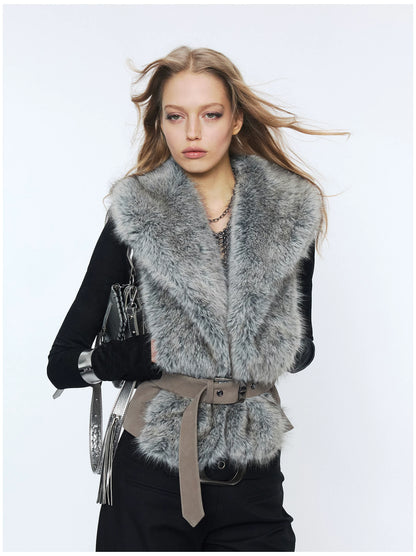 Faux Buckle Detail Suede Punk Vest