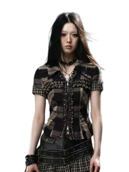Cest Nous Studded Ruffle Short Shirt – Shirts