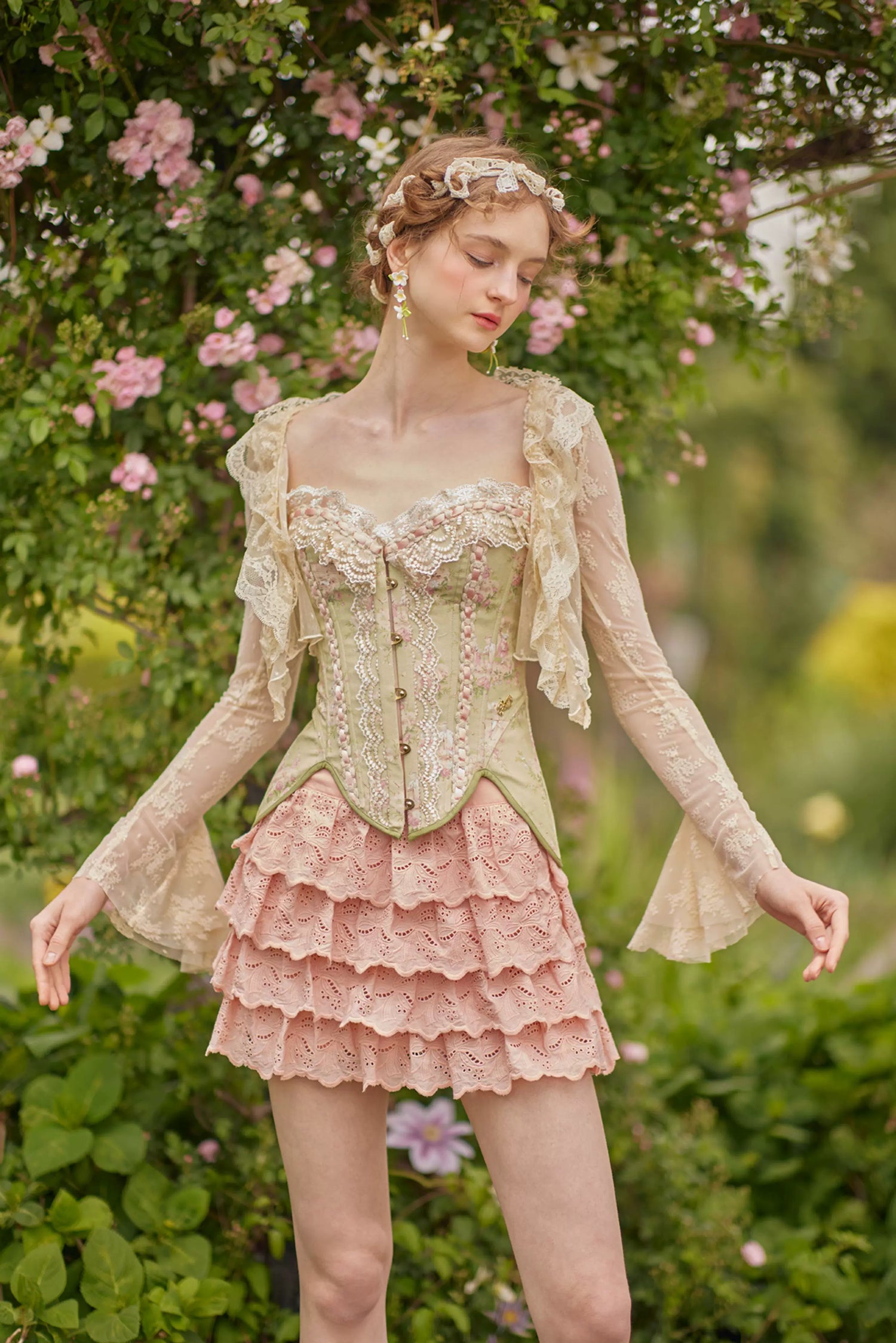 Vintage Layered Cutout Mini Skirt