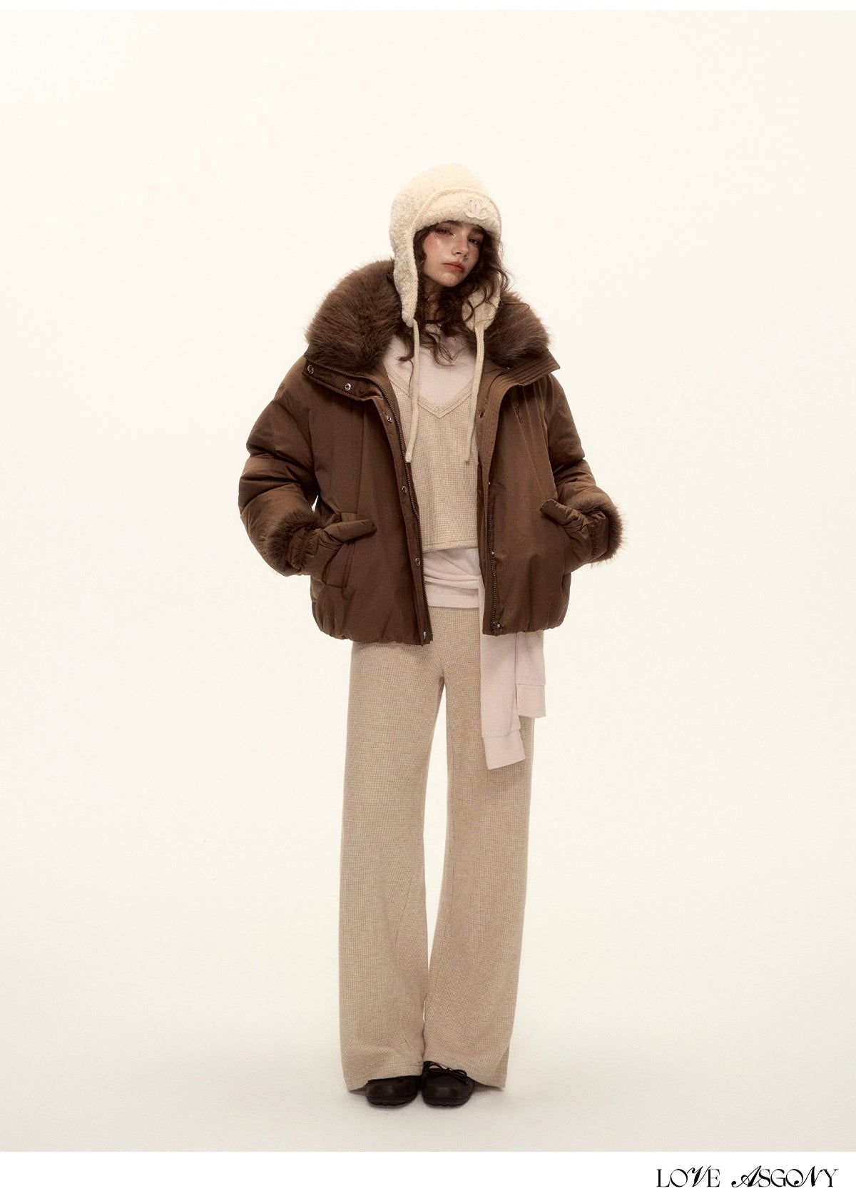 Fur-Collar Short Down Puffer Jacket