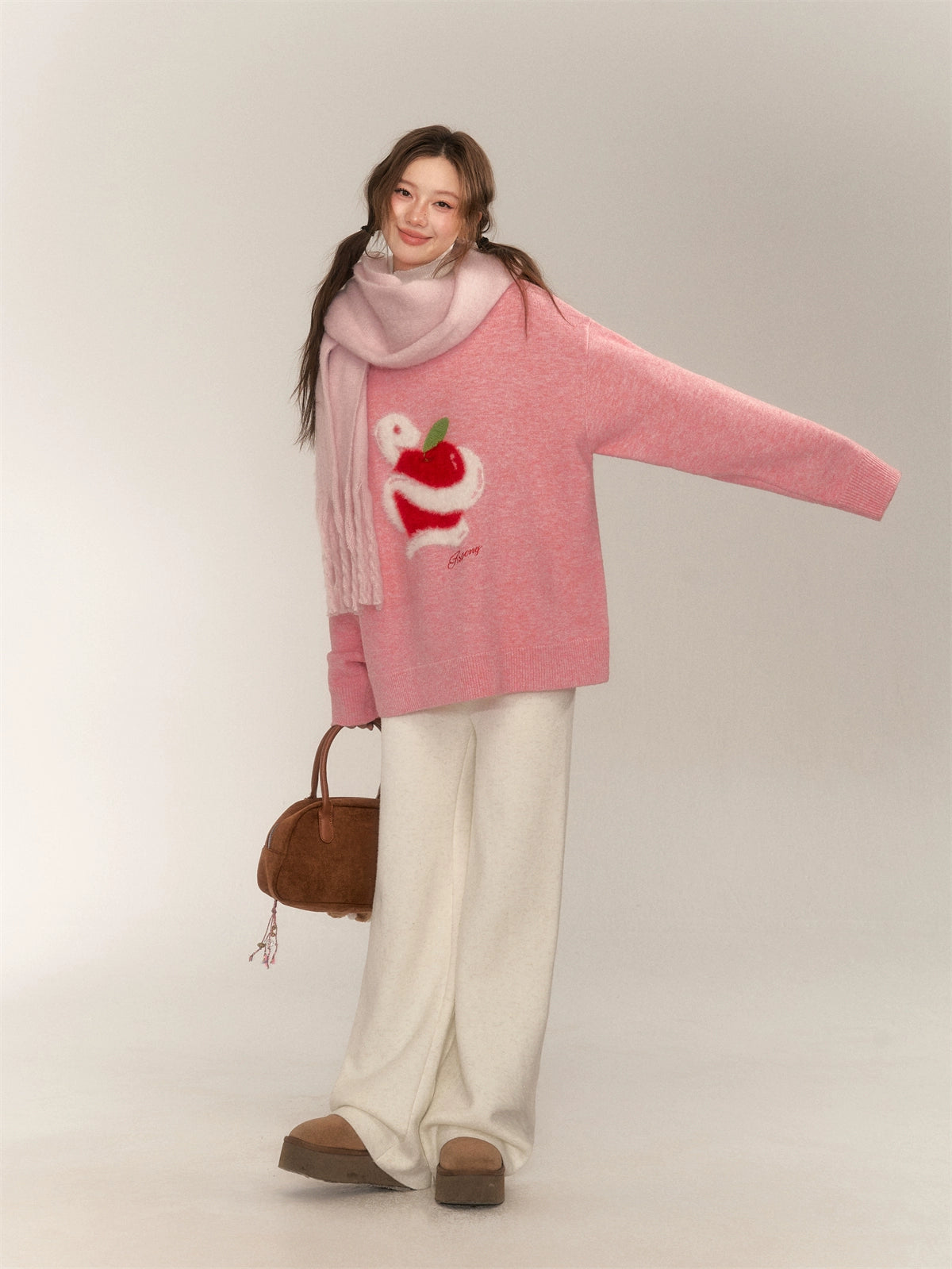 Apple Jacquard Pullover Sweater