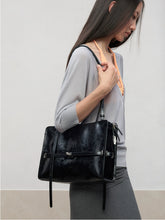 Black Microfiber Leather Water-Repellent Crossbody Bag - CHINASQUAD