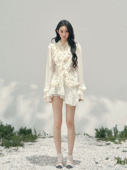 Vintage Lace Ruffle Shirt