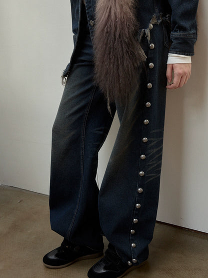 Riveted Vintage Washed Straight-Leg Jeans
