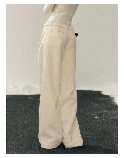 Korean Fleece-Lined Wide-Leg Pants